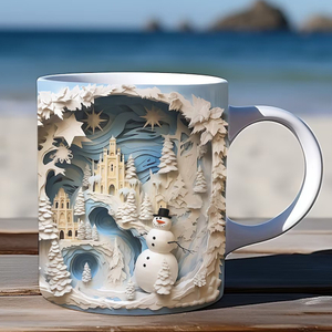 3D Refrigerator Castle Snowman Ceramic Mug 11oz White Kids Milk Cup Children Birthday Gift Mug