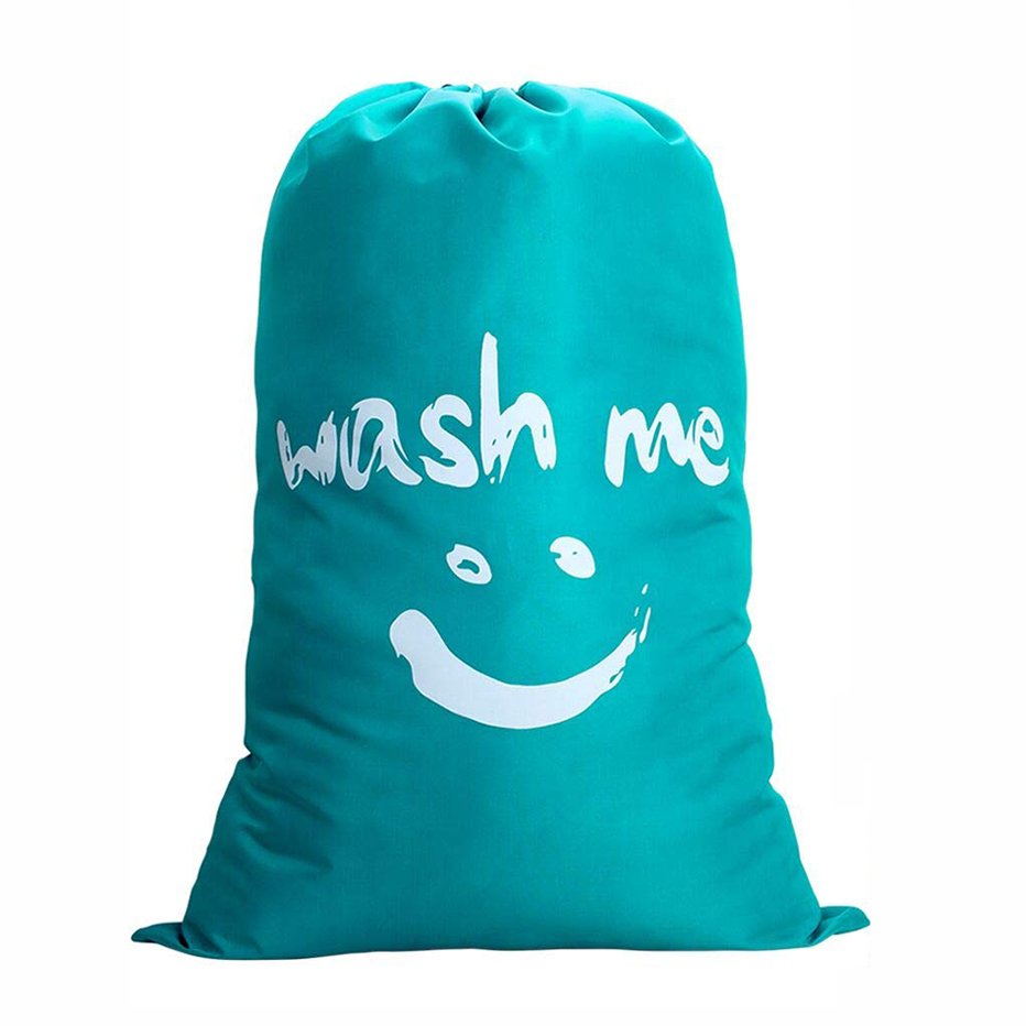 Smile Shape Nylon Laundry Bag Wash Me Travel Storage Pouch Machine Washable Dirty Clothes Organizer Wash Drawstring Bag
