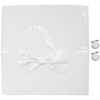 1 Set of Mens Cuff Link Satin Handkerchief Bow Tie Wedding Groom Cuff Link Clothes Decorations