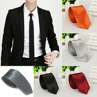 Elegant Solid Color Necktie For Men Casual Slim Plain Mens Solid Skinny Neck Party Wedding Tie Silk Neckties
