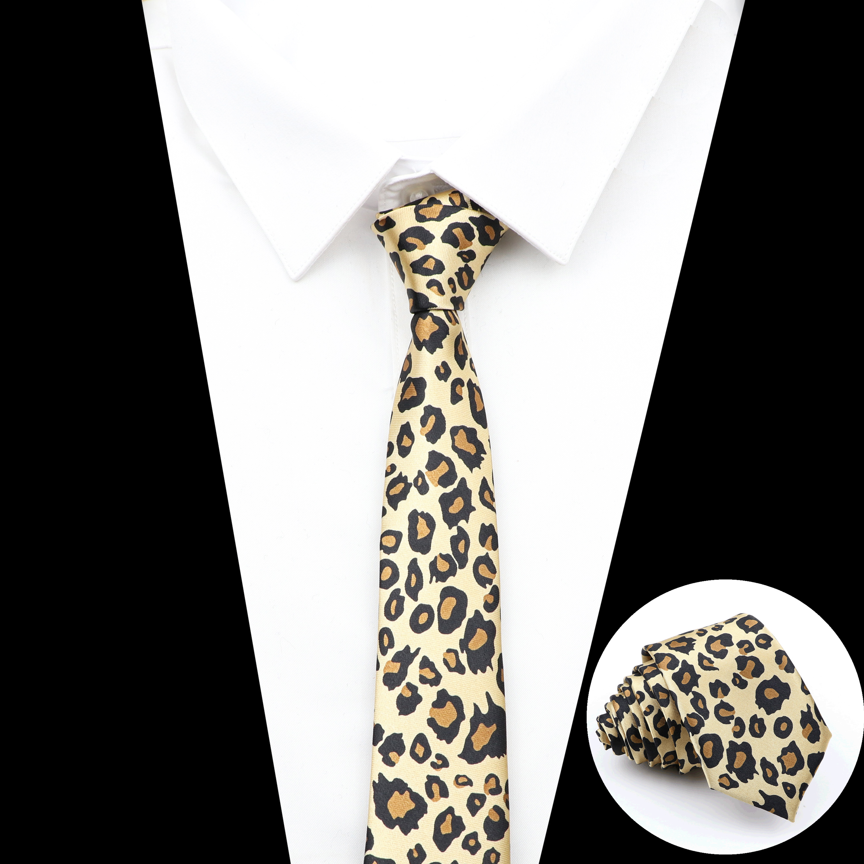 New Design Men's Skinny Tie Colorful Notes Printed Dot Striped Leopard Polyester 5cm Width Necktie Party Gift For Men Accessory