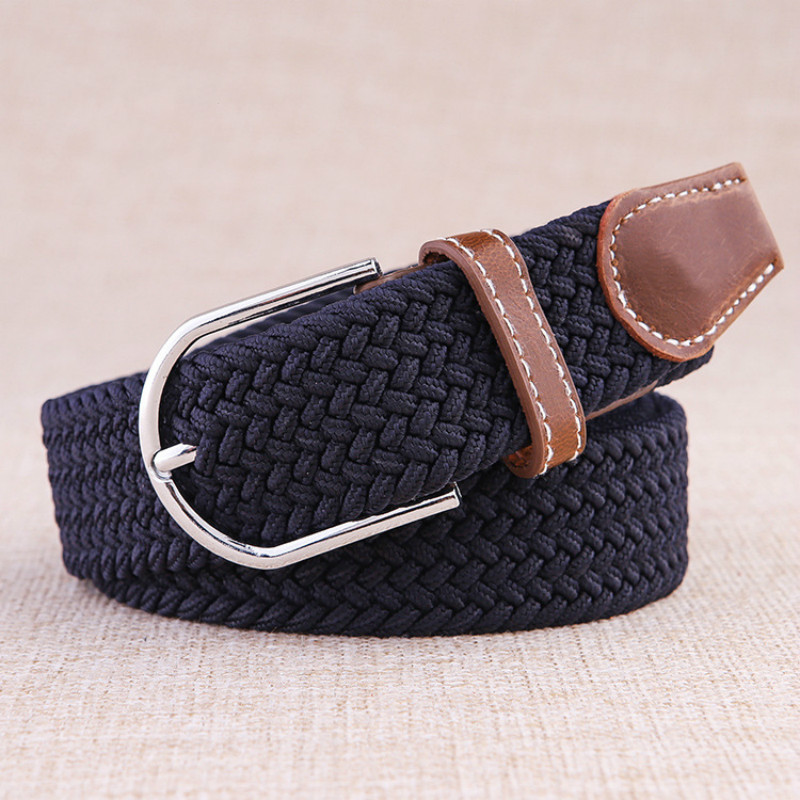 High Quality Fashionable Elastic Canvas Belts for Women Knitted Buckle Adjustable Belt Male Canvas Waistband for Jeans