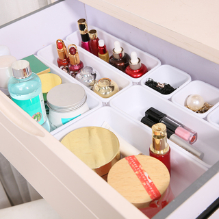 8pcs/set Adjustable Drawer Organizer Box Trays Make Up Cosmetics Sundries Divider Holder Kitchen Bathroom Closet Jewellery Box