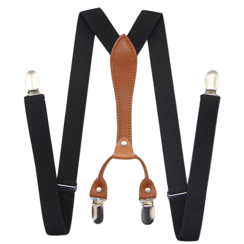 Fashion Suspenders for Men Women 2.5cm Wide X-back 4 Clips Adjustable Elastic Trouser Braces Straps Gifts for Dad Husband