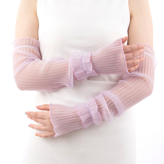 Summer Long Fingerless Gloves Women Outdoor Sun Protection Sleeves Thin Lace Mesh Arm Sleeve Sunscreen Uv Driving Mittens