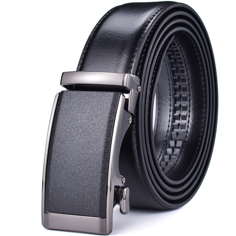 Men’s Genuine Leather Ratchet Dress Belt with Automatic Sliding Buckle Plus Size