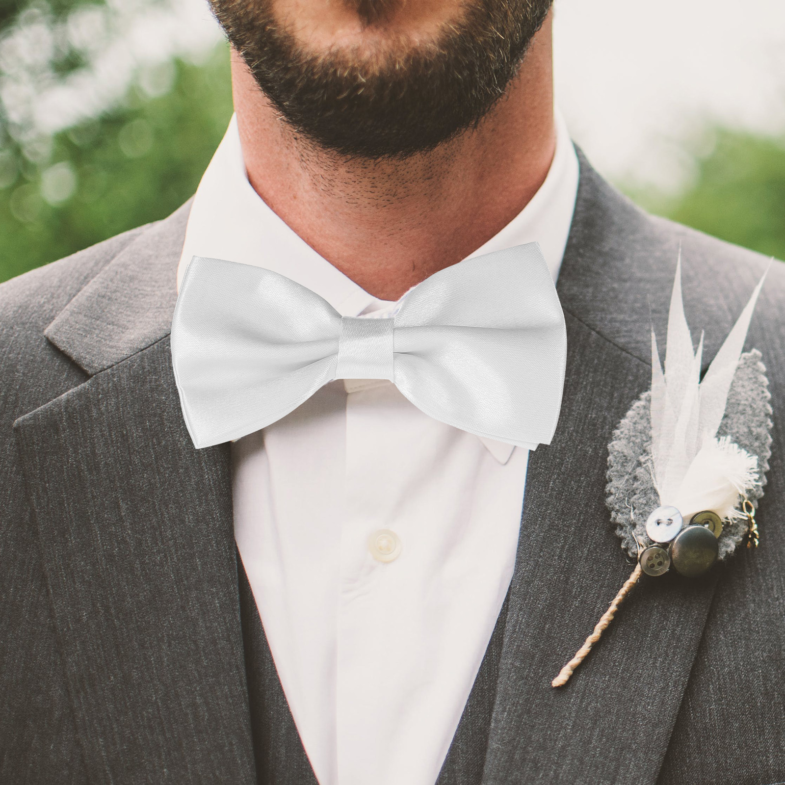 1 Set of Mens Cuff Link Satin Handkerchief Bow Tie Wedding Groom Cuff Link Clothes Decorations