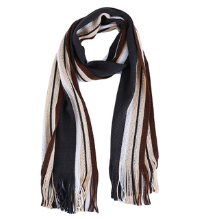 Classic Striped Outdoor Scarves Men Cashmere Soft Knitted Striped Scarf Long Tassel Neck Warmer Men'S Winter Scarf