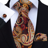 Silk Men Ties Set Green Floral Paisley Necktie Business Formal Pocket Square Cufflinks Set For Wedding Party Accessories Cravat