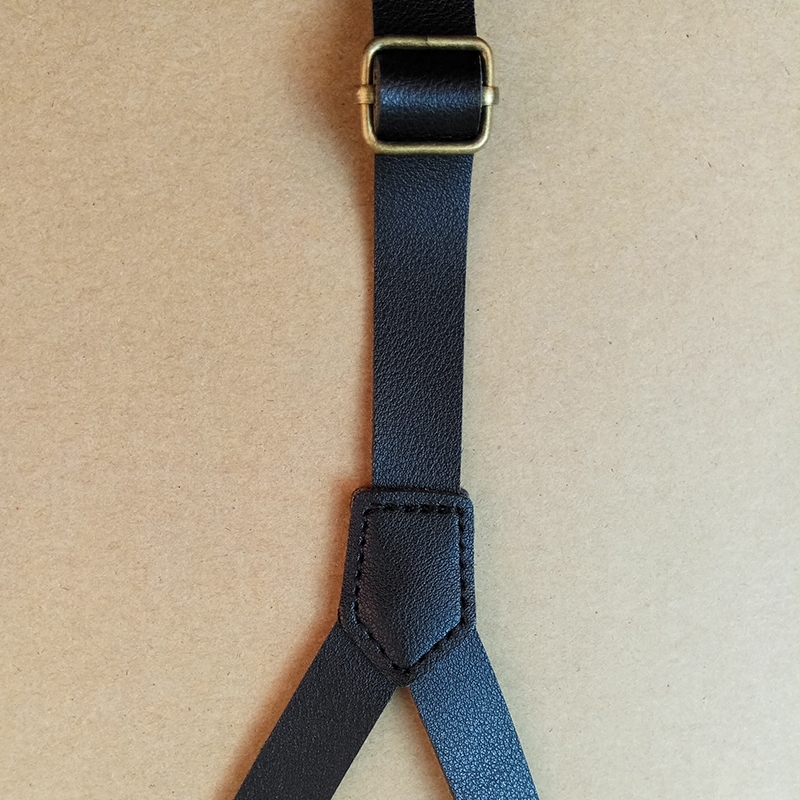 Solid Braces 1.5cm Width Mens/women Pu Synthetic Leather Suspenders Y Back 3 Clips
