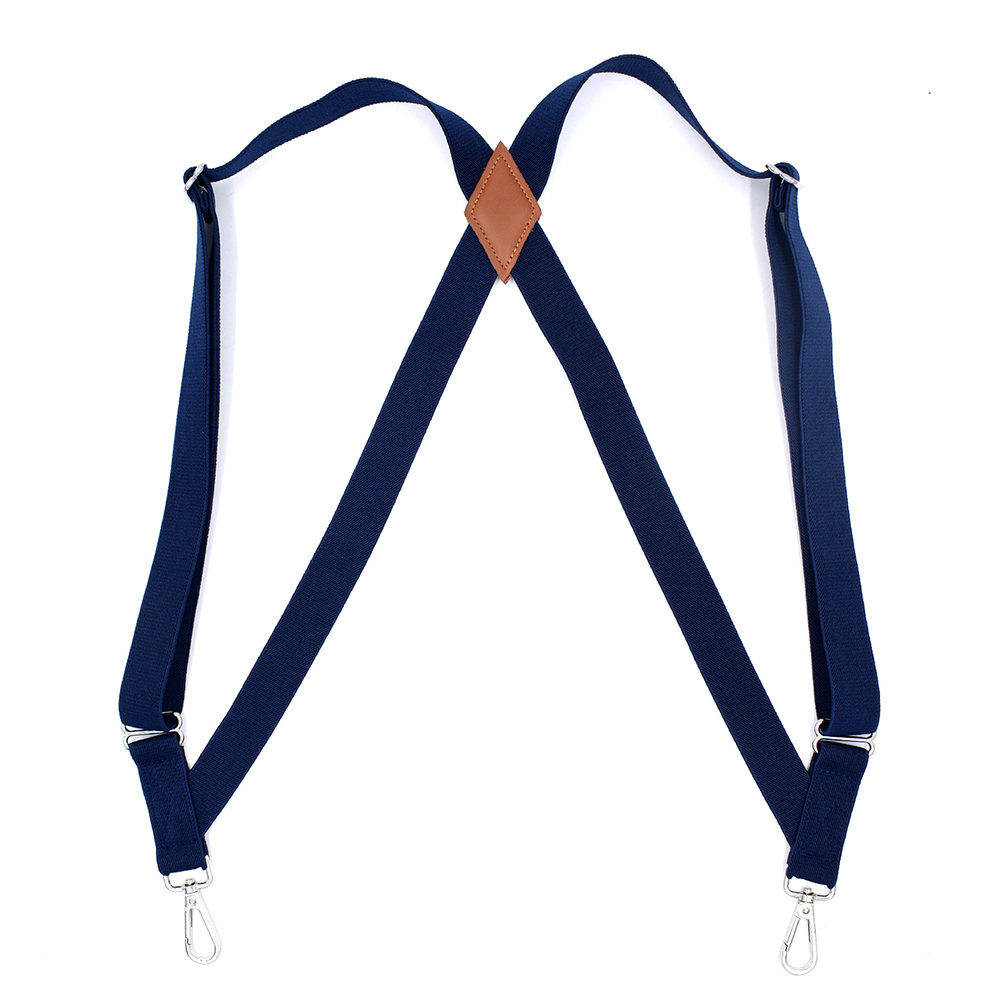 Side Clip Trucker Suspenders for Men Work 2.5cm Wide X-back with 2 Snap Hooks Adjustable Elastic Heavy Duty Trouser Braces Black