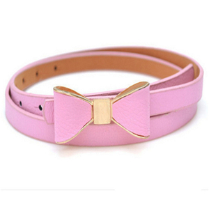 New Fashion Women Girl Cute Sweet Candy Colors Bowknot PU Leather Thin Skinny Waistband Belt For Dress Hot Drop Shipping