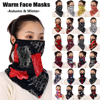 Fashion Women Print Face Scarf Winter Spring Mask Bandana Warm Foulard Cotton Soft Neck Scarves Outdoor Ring Wraps Cover