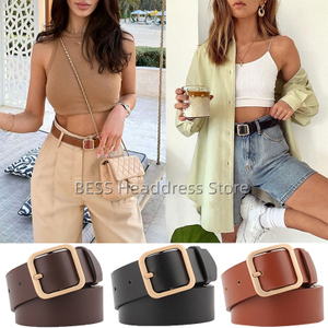 Fashion PU Leather Belt for Women Square Pin Buckle Belts High Quality Ladies Dress Jeans Strap Girls Waistband Adjustable Belts