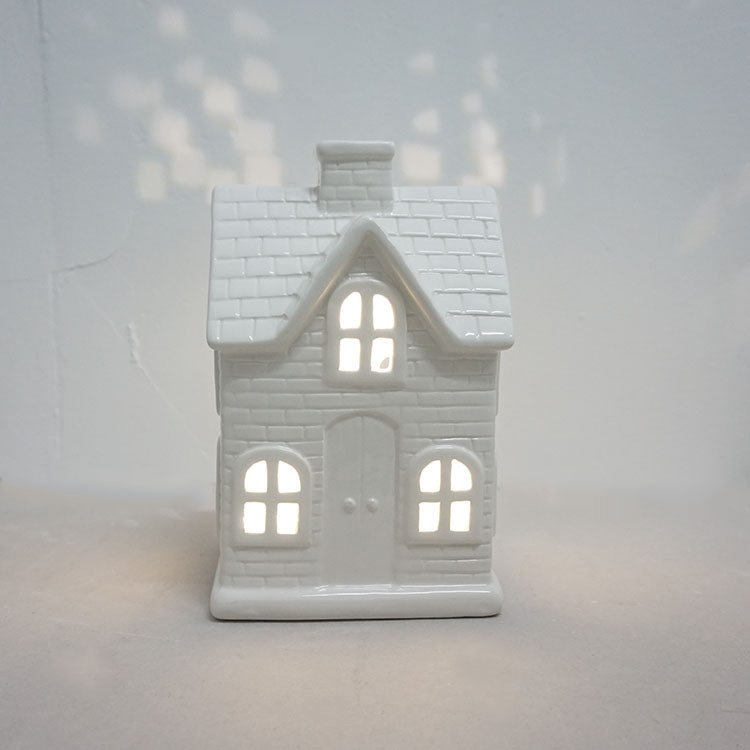White Porcelain Christmas House with Led Light - Buy ceramic santa