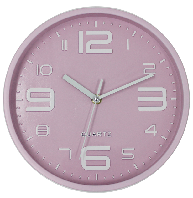 Cute 3D Big Numbers Pink Plastic Wall Clock for Baby Girl