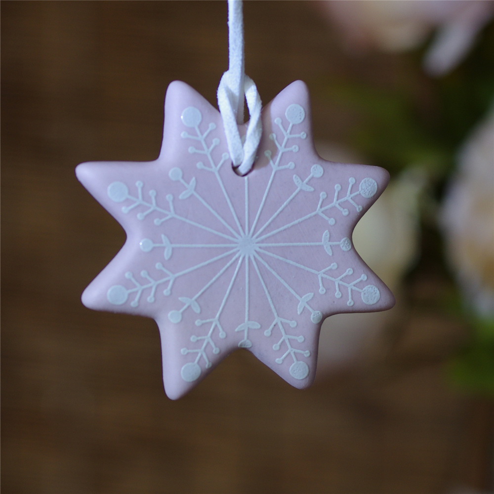 Custom Hanging Decoration Heart Shape Necklace Pendant Sublimation Ceramic Christmas Ornament