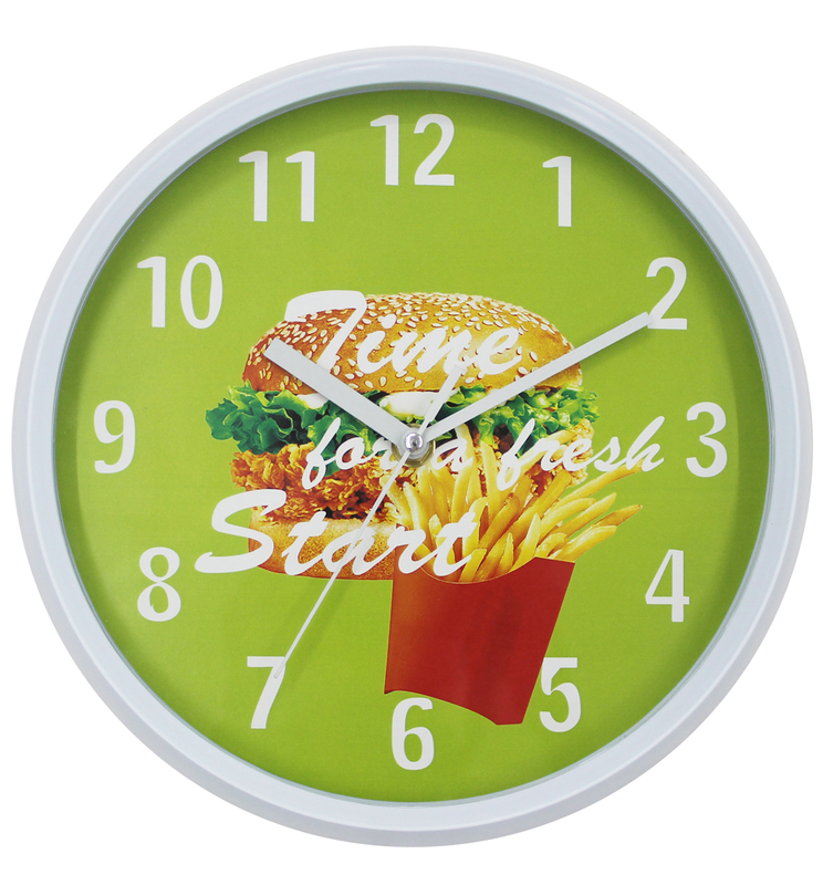 Smart Hamburgers French Fries Design Quartz Wall Clock for Kitchen