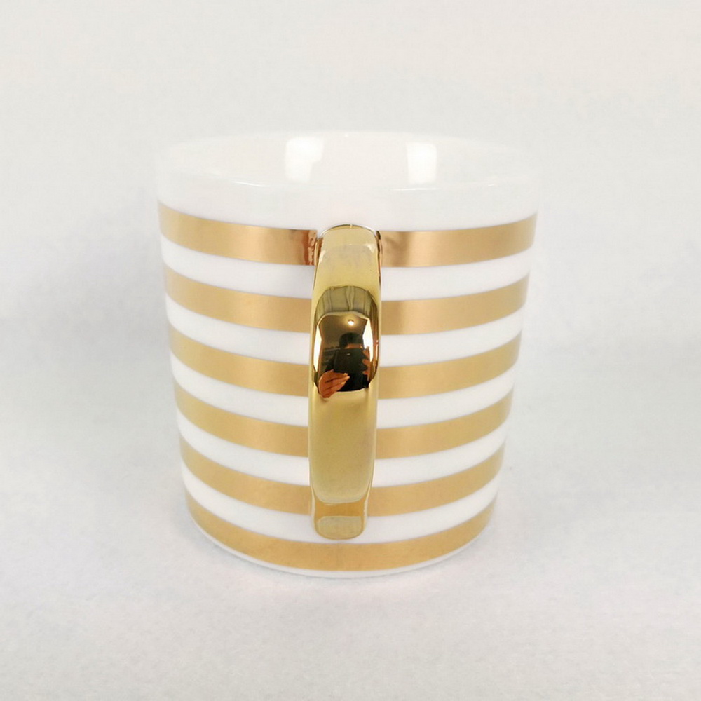 Full Wrap Decal Gold Rim Tea Mugs Painted Wholesale Stackable Cheap Ceramic Coffee Mug