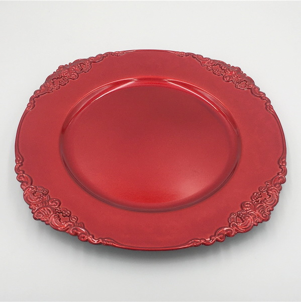 Red Plastic Plate Solid Melamine Round Dish For Promotion Gift