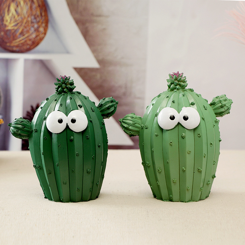 Cactus Resin Coin Bank Cute Money Storage Box Saving Bank for Home Decorations