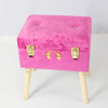 Velvet Fashion KD Footstool And Ottoman with Wooden Feet