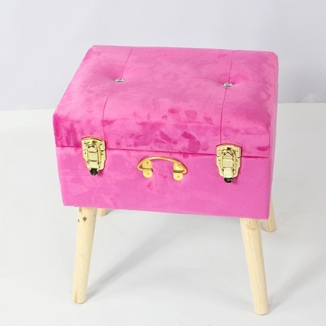 Brown Square Velvet KD High Quality Stool And Ottoman Wholesale