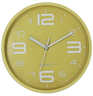 3D Numbers Modern Simple Round Yellow Wall Clock