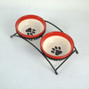 Double Ceramic Pet Bowl with Metal Rack