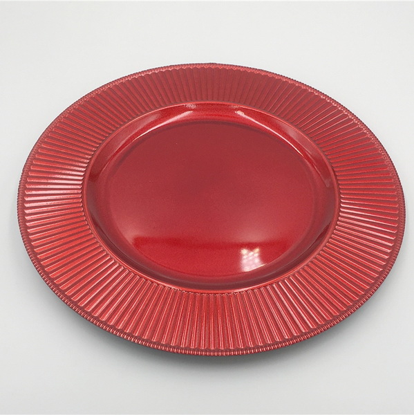 Red Plastic Plate Solid Melamine Round Dish For Promotion Gift