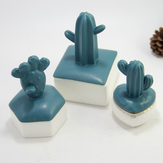 Ceramic Cactus Jewelry Holder for Decoration Home