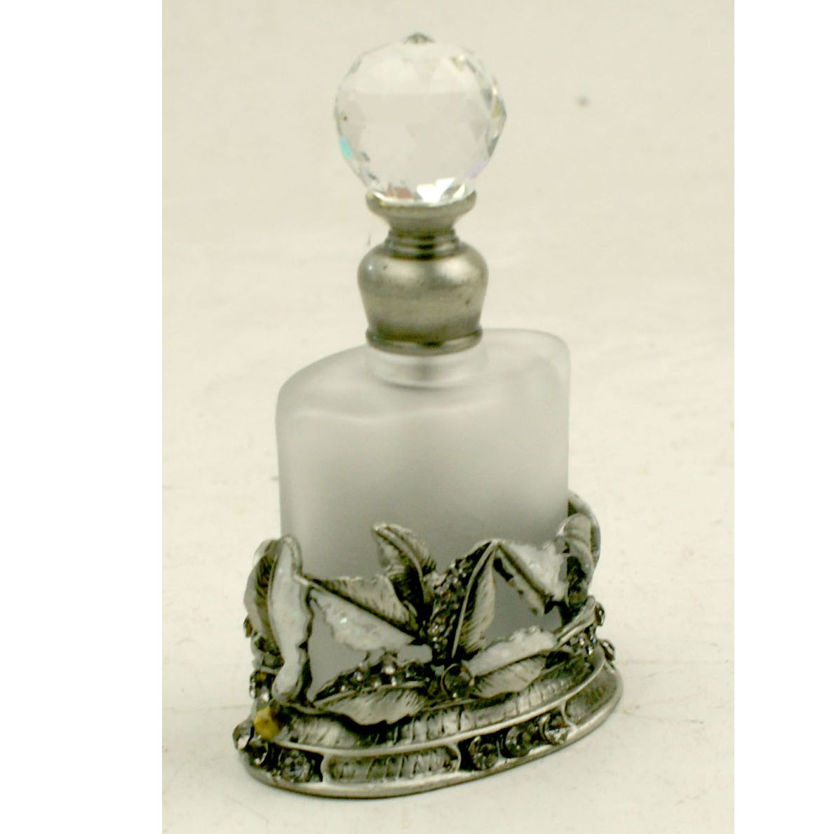 Metal Alloy Flower Perfume Bottle Empty Glass Antique Essential Oil ...