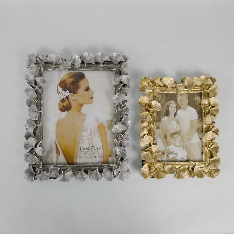 Beautiful Polyresin Gold And Silver Leaf Shape Good Decorative Photo Frame