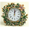 Silver White Pearls Beaded Iron Framed Round Quartz Table Clock