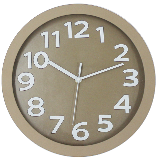 Brown Background Silver Numbers 3D Plastic Wall Clock