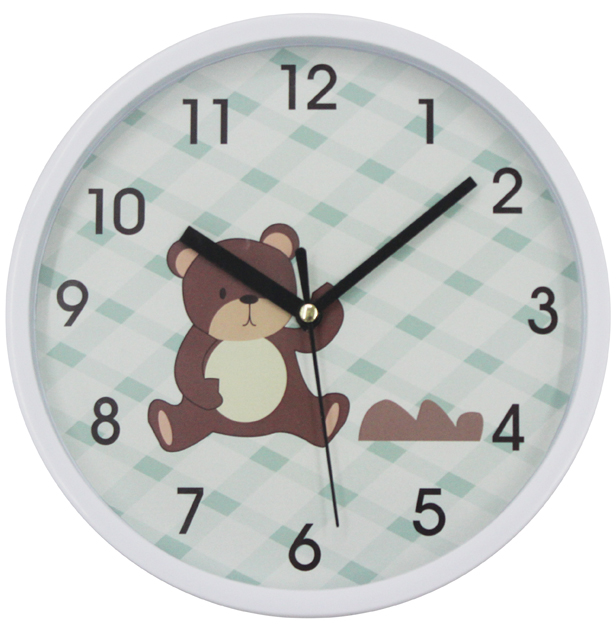 Cheap Good Quality Plastic Wall Clock with Cute Hedgehog Design for Baby Kids 