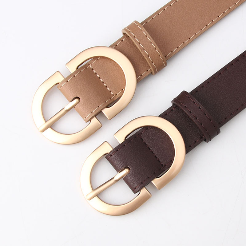 Leather Belts for Women Fashion Jeans Classic Retro Simple Round Buckle 
