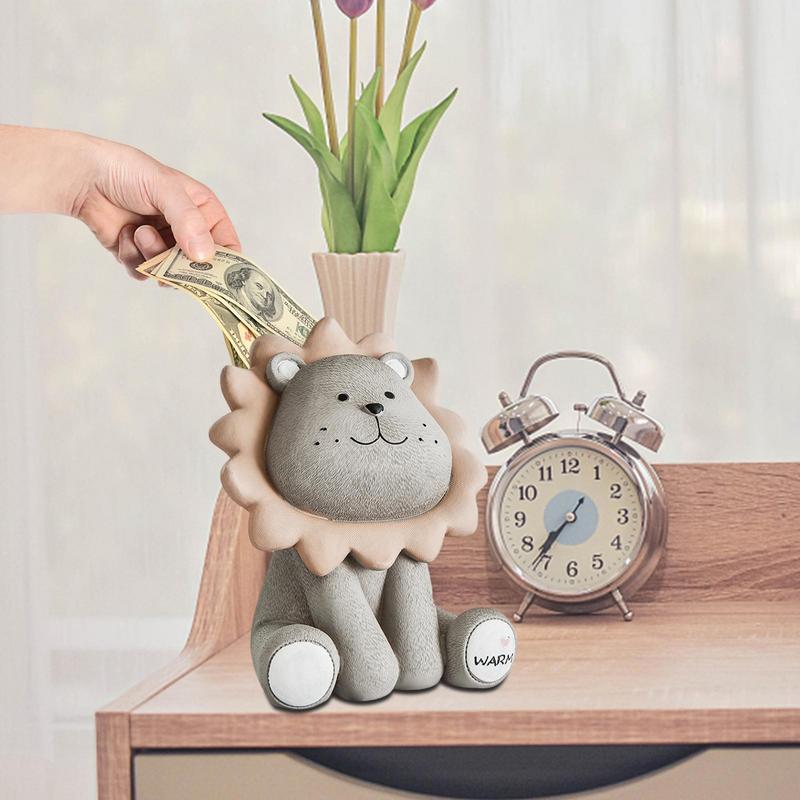 Piggy Bank Lion Shaped Money Bank For Kids Unbreakable Resin Money Saving Box Gifts For Kids Birthday Coins Holder Home Decor