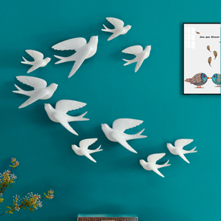 Resin 3d Swallow Birds Figurine Wall Stickers Home Decor Accessories For Living Room Home Decoration Stickers Wall Decoration