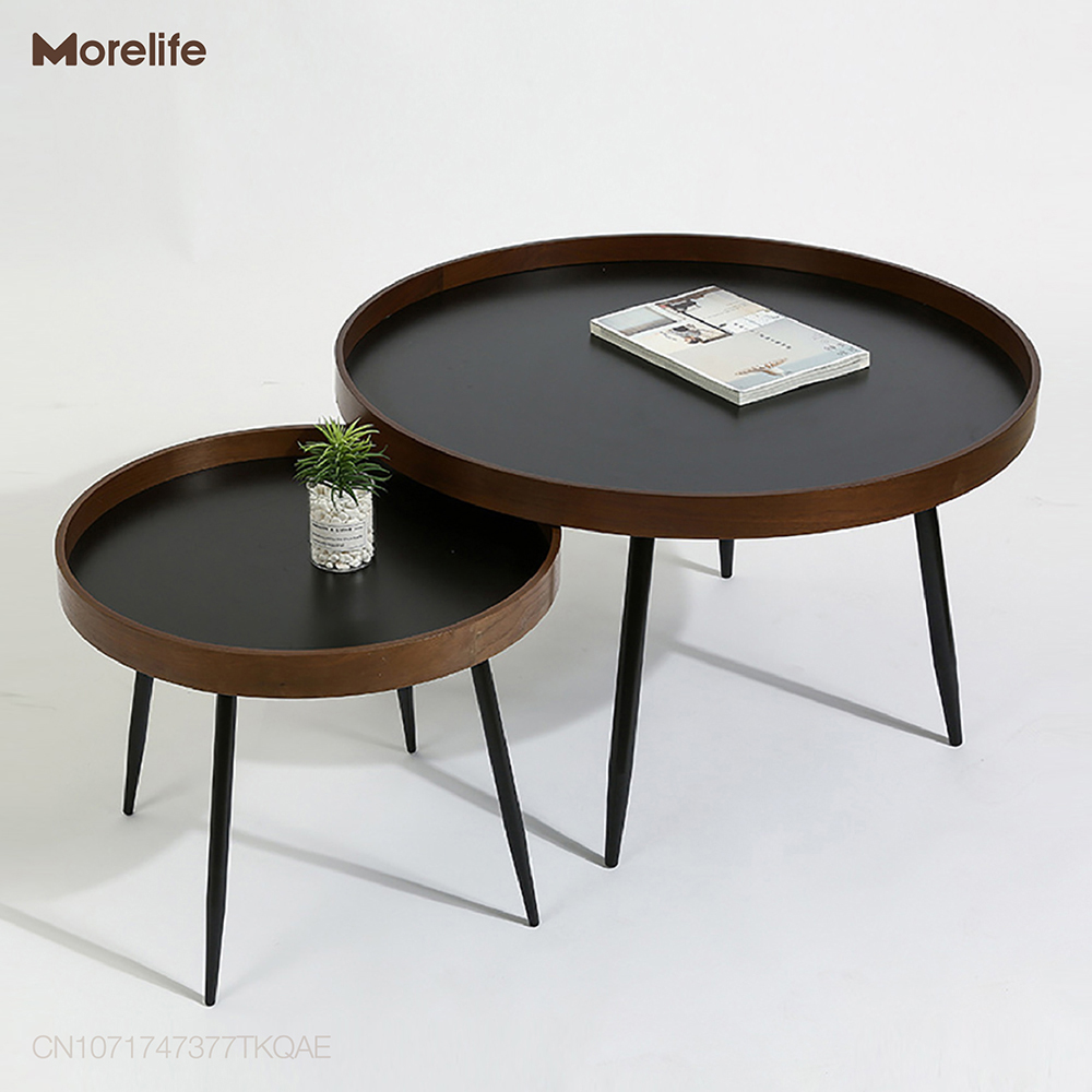 Coffee Table Nordic Side Table Solid Wood Light Luxury Modern Minimalist Round Living Room Walnut Combination Tea Table
