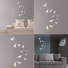 11PCS Flying Birds DIY 3D Acrylic Mirror Wall Sticker Silver Removable Wall Decal Wall Decoration for Living Room Bedroom Home