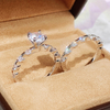 Fashion Wedding Ring Set for Women Dazzling Square Zirconia Luxury Lady Accessories Set Trendy Delicate Bridal Jewelry