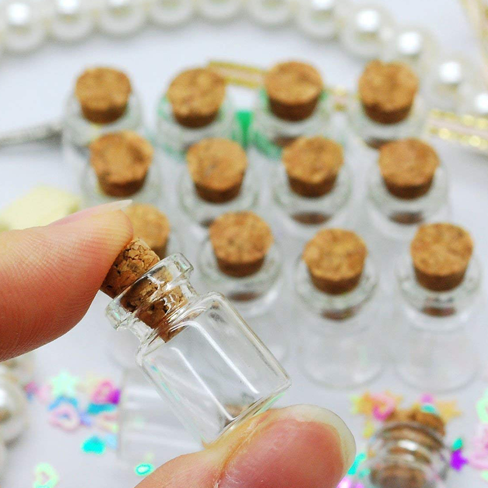 50Pcs 0.5ML Mini Glass Bottles Delicate Cork Stoppers Wish Bottles DIY Miniature Bottles Favor Cute Small Glass Jars