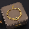 Stainless Steel Fashion Link Chain Bangle Bracelet for Women Exquisite Gold Color Bracelet Jewelry Girl Gift Брелок