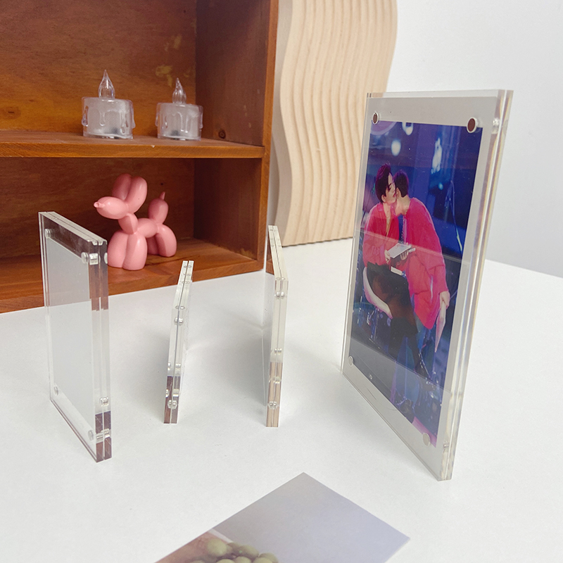 Transparent Acrylic Picture Photo Frame Magnetic Photocard Holder Poster Display Stand Photo Protection Office Desktop Ornament