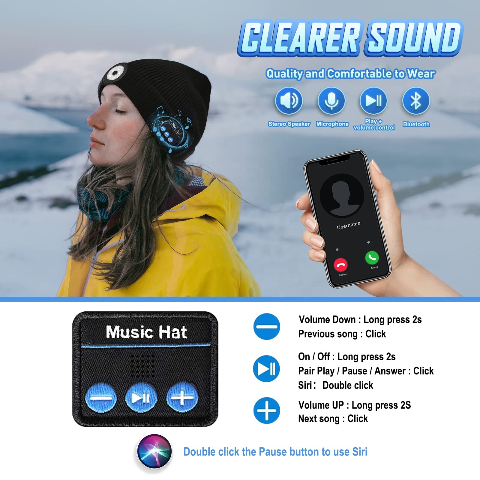 Wireless Bluetooth Headphones Sport Music Hat Smart Headset Beanie Winter Hat with Speaker
