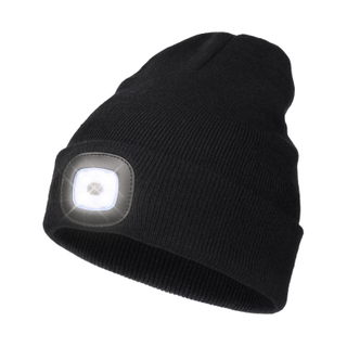  USB Rechargeable Night Flashlight Knitted Hat LED Lighted Winter Beanie 4 Headlamp Winter Beanie Hat with Light