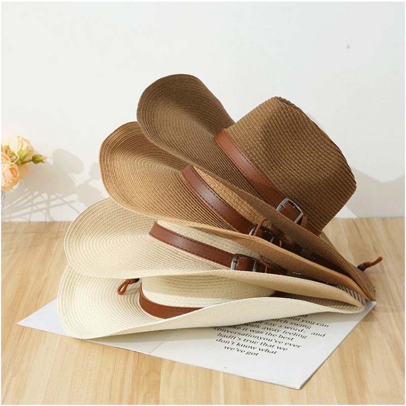 Mens Wool Crown Cowboy Brim 2 Cord Band Western Hat 100% Wool Buckle Closure Leather Sweatband Cowboy Hats For Men And Women