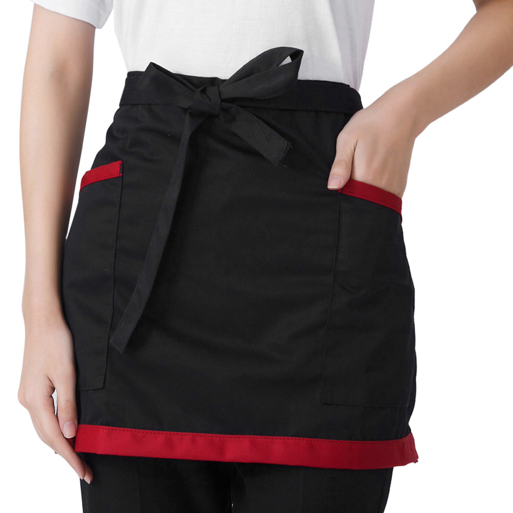 4 Style Universal Unisex Half Bust Bib Apron Restaurant Kitchen Coffee Tea Shop Waitress Uniforms Waist Short Apron With Pockets