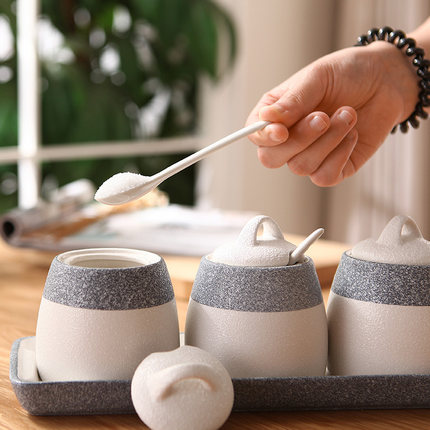 Creative Kitchen Tableware Storage Seasoning Jar Set Simple Bottle Set Ceramic Seasoning Tank Salt Shaker Bottle